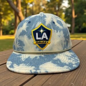 Mitchell & Ness LA Galaxy Snapback Hat Blue White Tie Dye MLS Soccer Cap Mens